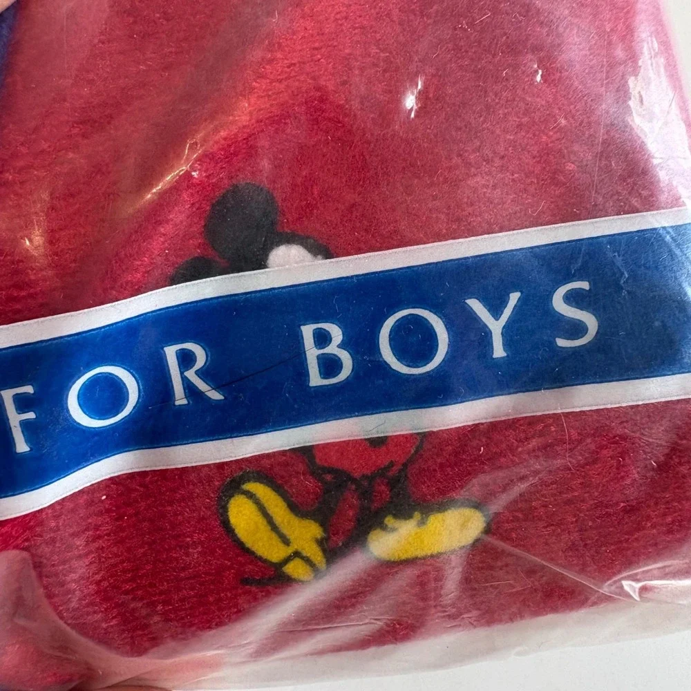 Vintage Disney Mickey Mouse Boys Robe Red Blue Plush Loungewear 3T Made in USA
